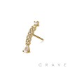316L SURGICAL STEEL THREADLESS PUSH IN ROUND CZ LINE TEAR DROP TOP PART